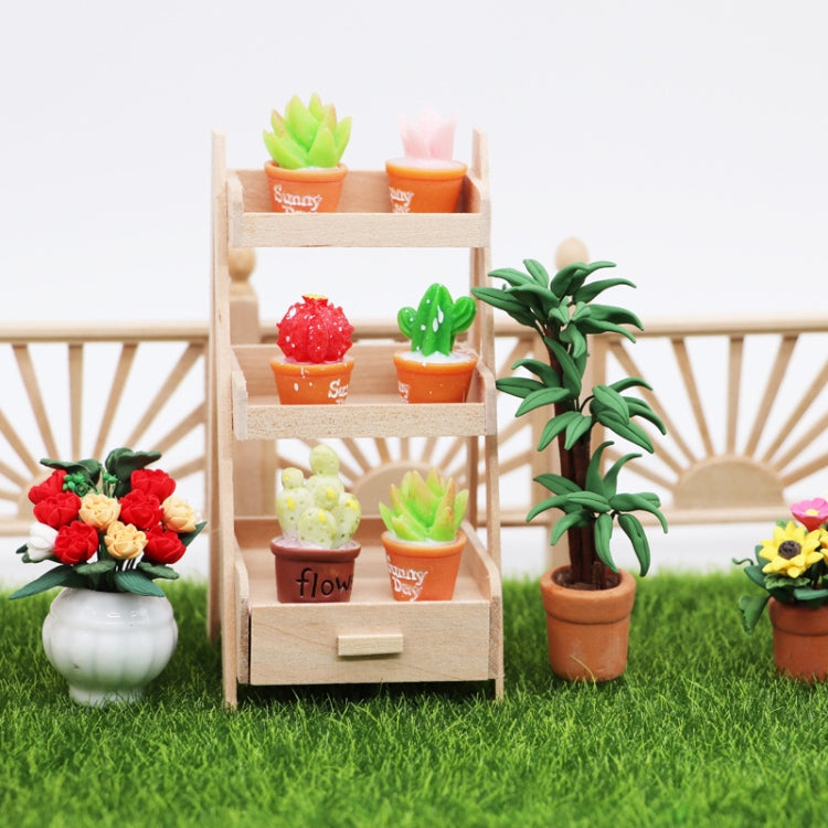 1:12 Mini House Toy Simulation Wooden Flower Stand Model