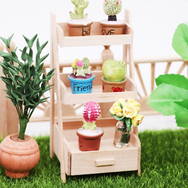 1:12 Mini House Toy Simulation Wooden Flower Stand Model