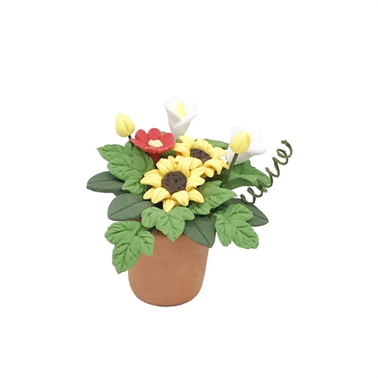 3 PCS 1:12 Doll House Mini Flower Model Sunflower Potted Ornaments