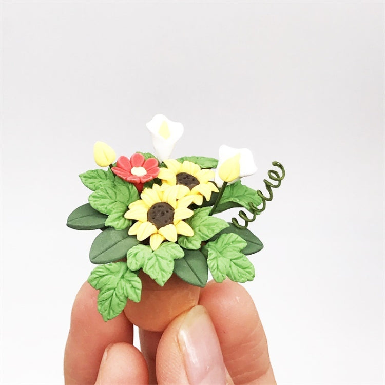 3 PCS 1:12 Doll House Mini Flower Model Sunflower Potted Ornaments