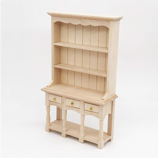 Dollhouse Furniture Miniature Study Room Decoration Wooden Bookcase Cabinet with Drawers