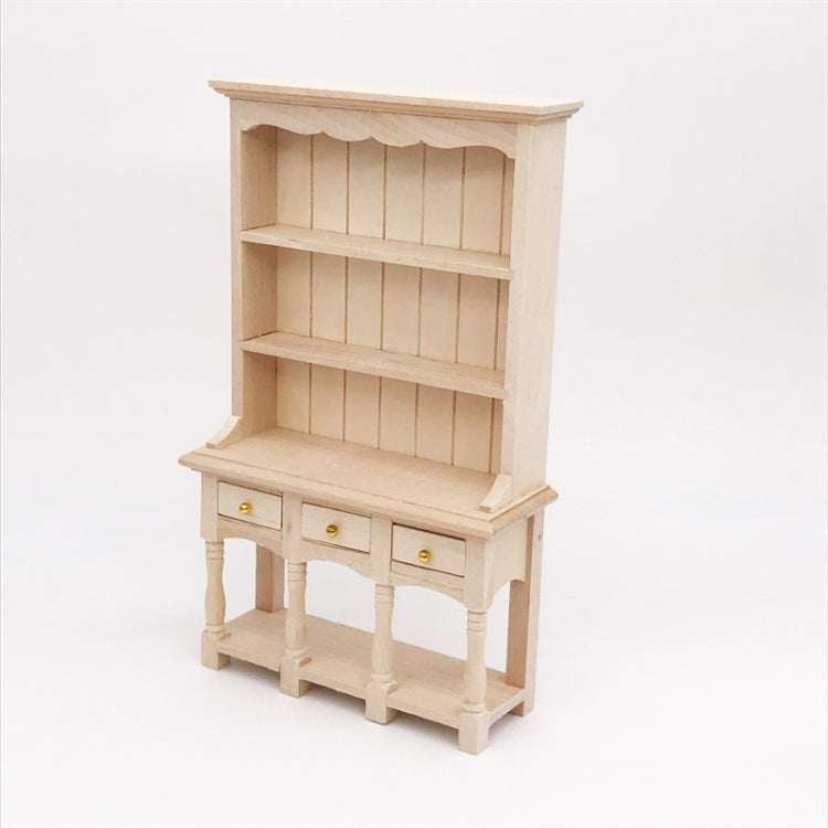 Dollhouse Furniture Miniature Study Room Decoration Wooden Bookcase Cabinet with Drawers Reluova