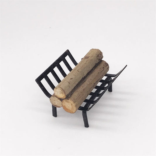 1:12 Mini House Toy Simulation Black Metal Firewood for Garden Outdoor Scene Decoration