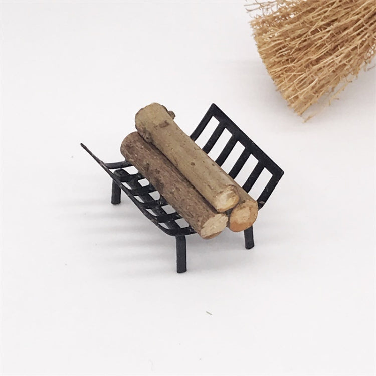 1:12 Mini House Toy Simulation Black Metal Firewood for Garden Outdoor Scene Decoration