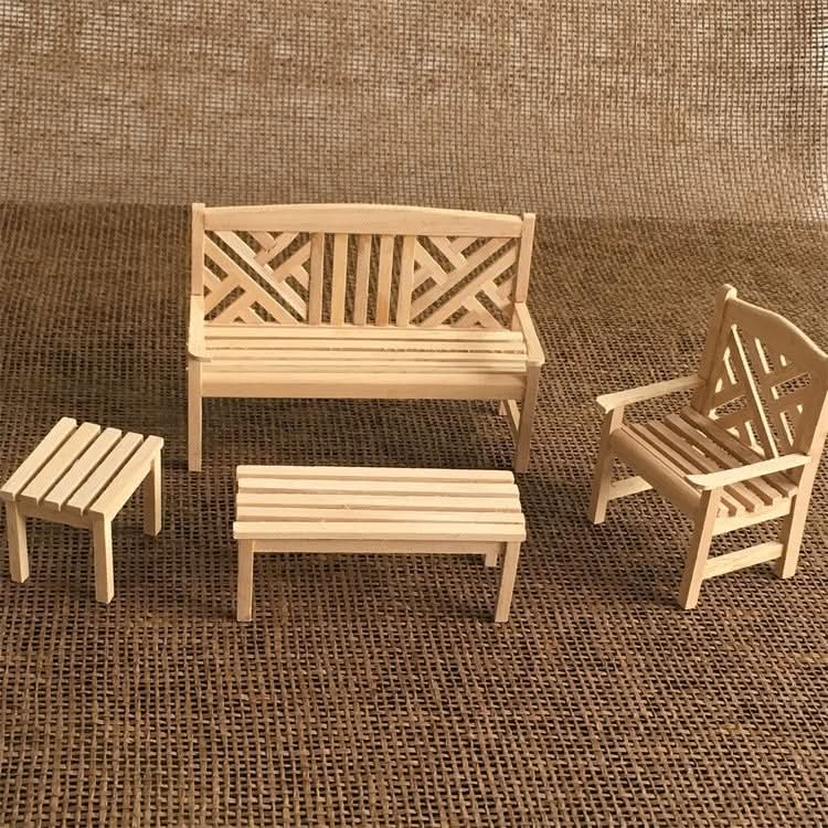 4 PCS / Set 1:12 Doll House Mini Furniture Model Outdoor Garden Chair Stool Reluova