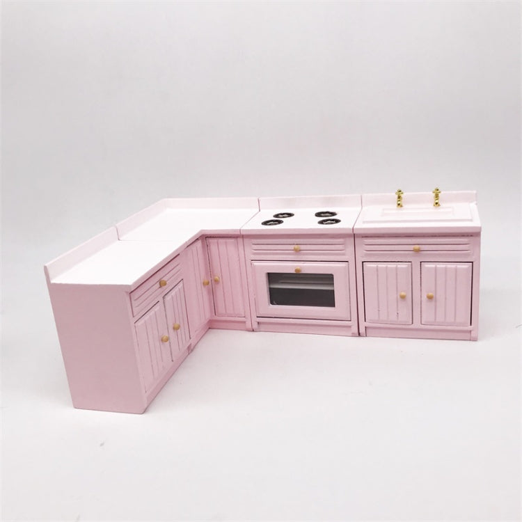 1:12 Mini Doll House Kitchen Cabinet Dining Table Sink Combination Model Toy