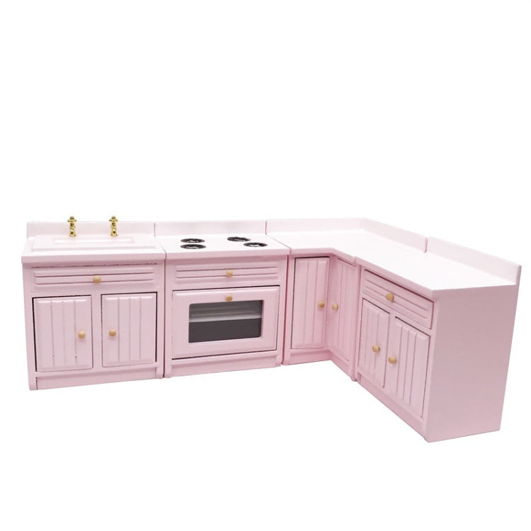 1:12 Mini Doll House Kitchen Cabinet Dining Table Sink Combination Model Toy