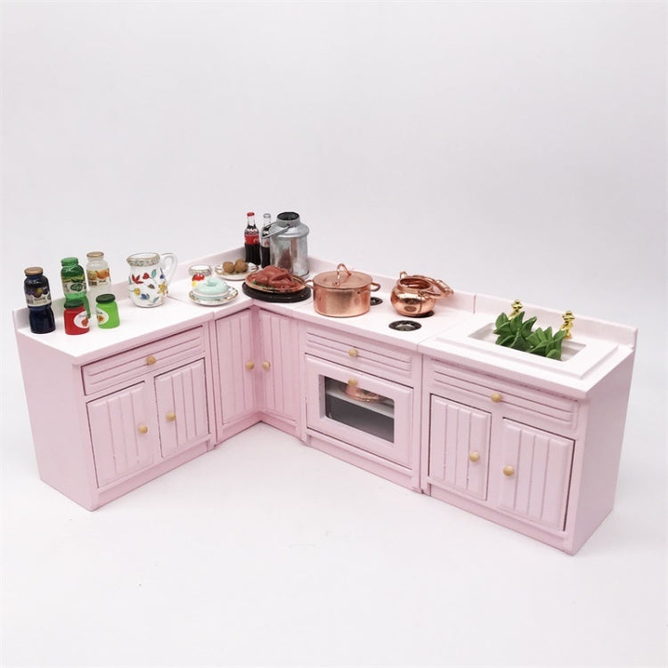 1:12 Mini Doll House Kitchen Cabinet Dining Table Sink Combination Model Toy