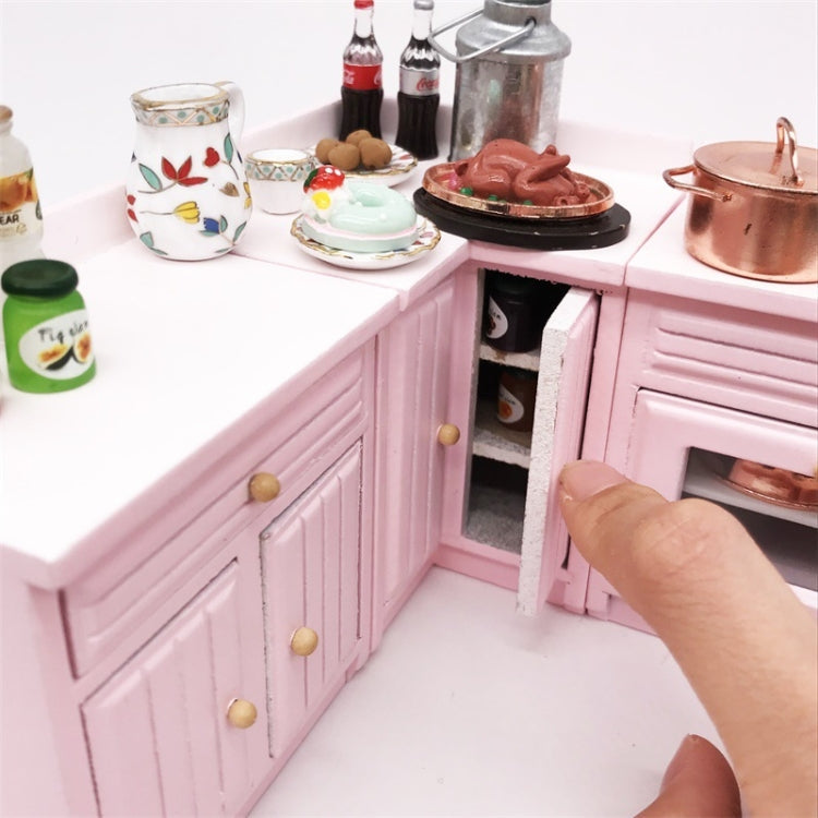 1:12 Mini Doll House Kitchen Cabinet Dining Table Sink Combination Model Toy