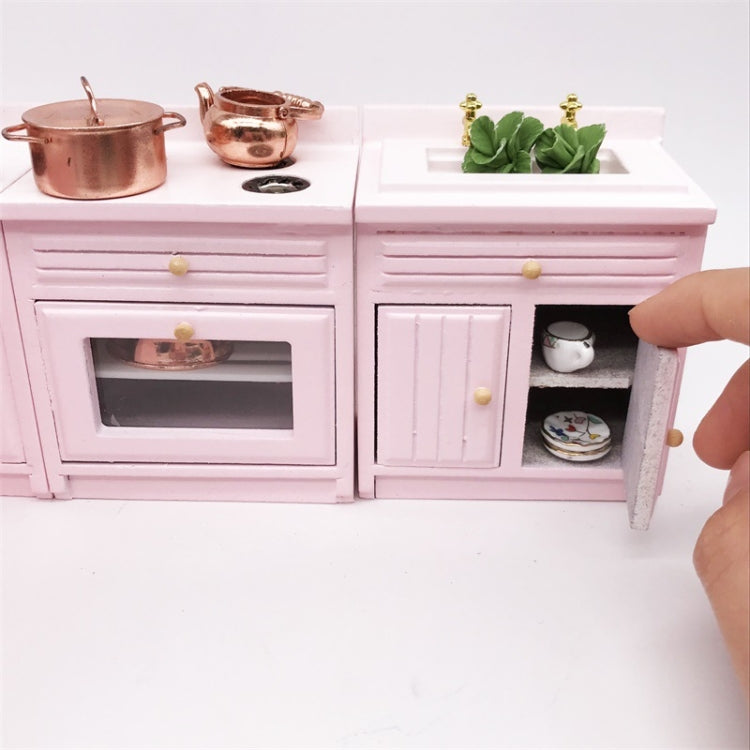 1:12 Mini Doll House Kitchen Cabinet Dining Table Sink Combination Model Toy