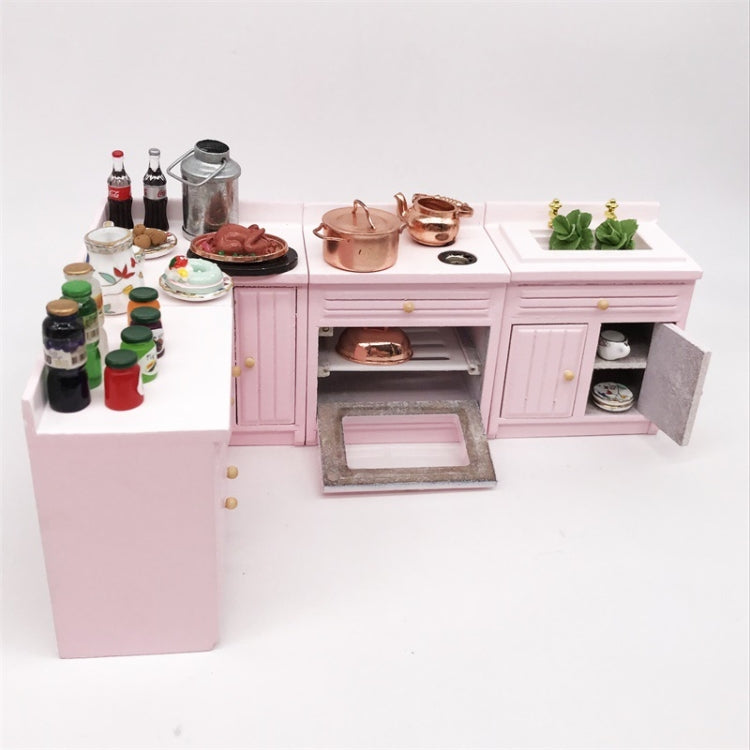 1:12 Mini Doll House Kitchen Cabinet Dining Table Sink Combination Model Toy