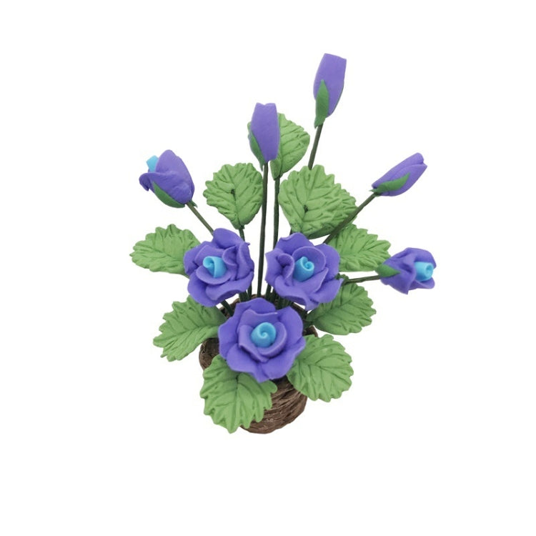 1:12 Mini House Toy Simulation Purple Rose Flowers Model Toy