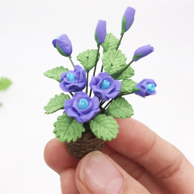 1:12 Mini House Toy Simulation Purple Rose Flowers Model Toy