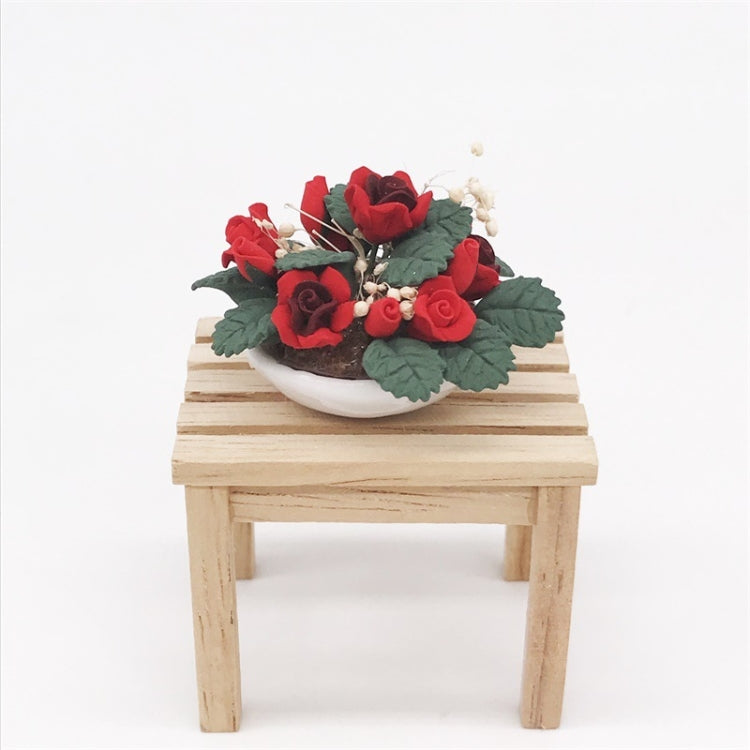 1:12 Mini House Toy Simulation Flower Potted Rose Bauble for Garden