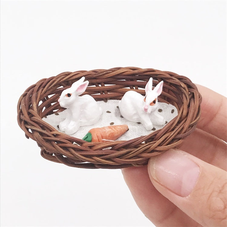 3 Sets 1:12 Mini Dollhouse Ornaments Small Rabbit Pocket Rabbit Nest Scene Decoration Props