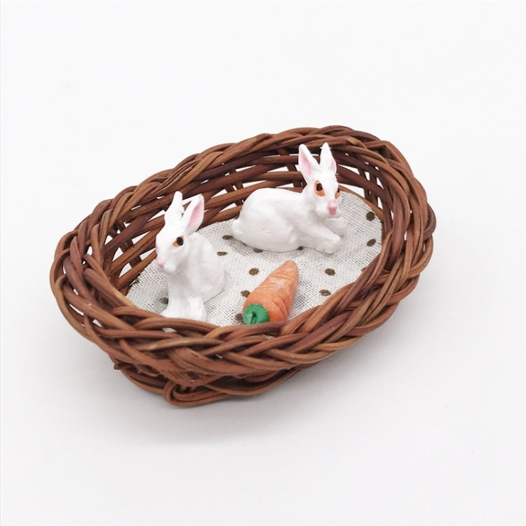 3 Sets 1:12 Mini Dollhouse Ornaments Small Rabbit Pocket Rabbit Nest Scene Decoration Props Reluova