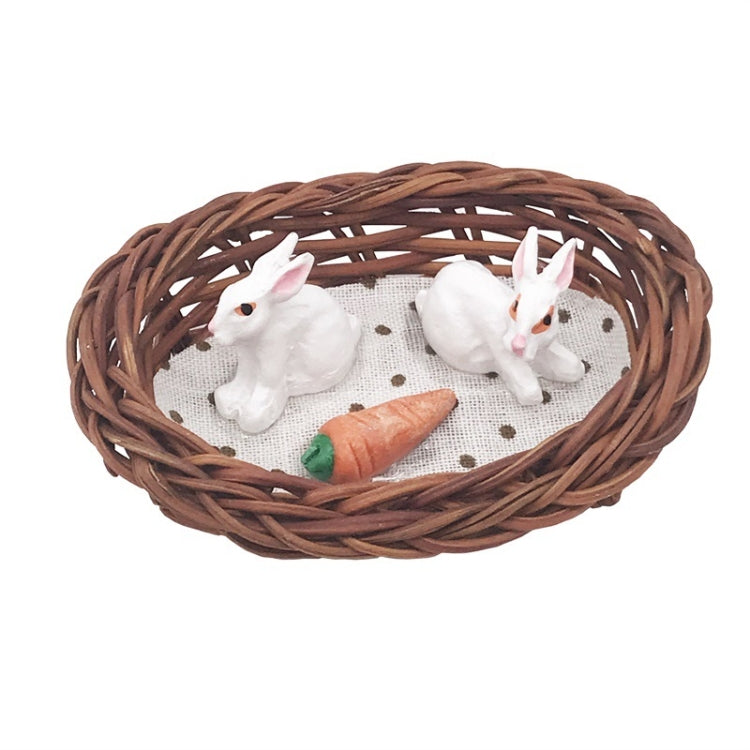 3 Sets 1:12 Mini Dollhouse Ornaments Small Rabbit Pocket Rabbit Nest Scene Decoration Props