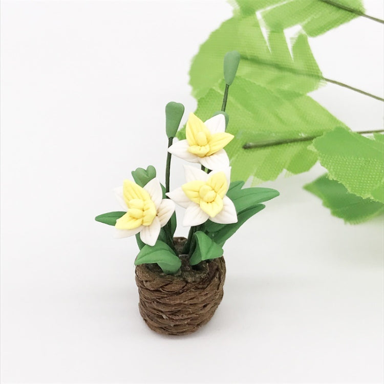 1:12 Mini Doll House Toy Simulation Yellow Cattleya Flower Model