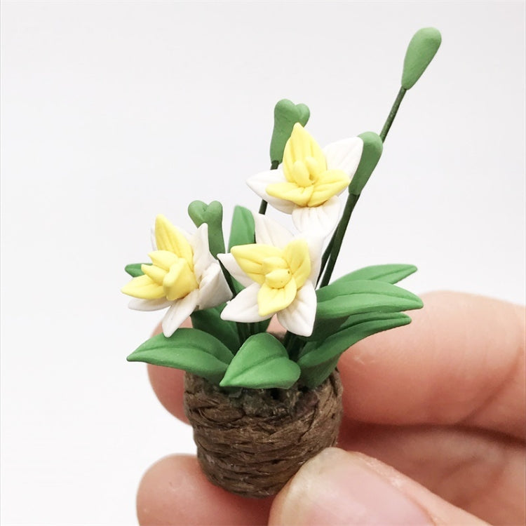 1:12 Mini Doll House Toy Simulation Yellow Cattleya Flower Model