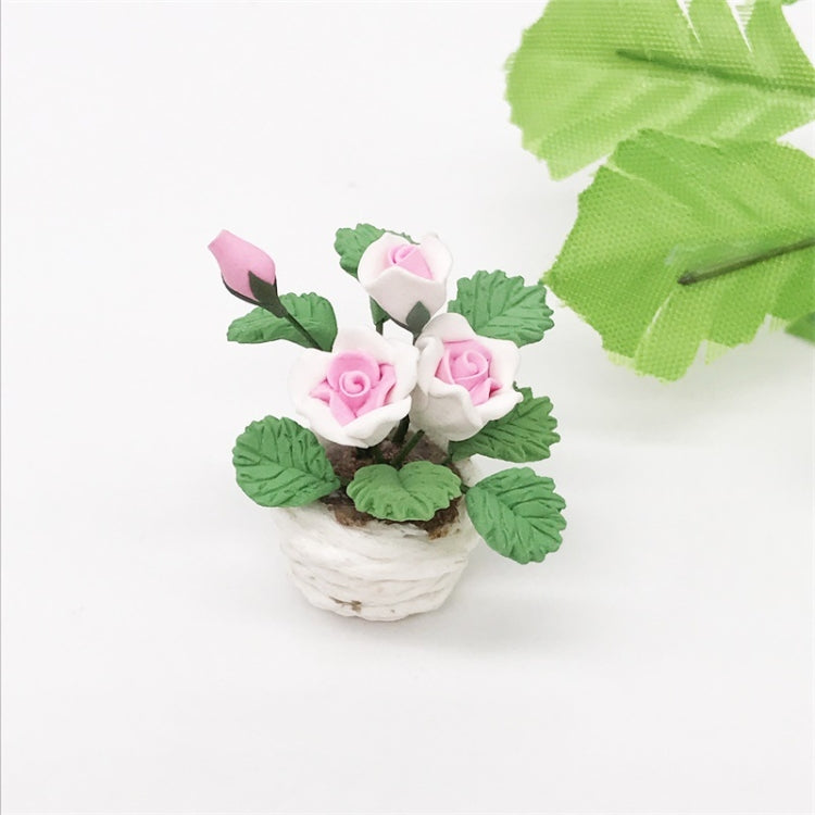 1:12 Mini House Toy Pocket Ornaments Simulation Potted Plant Rose