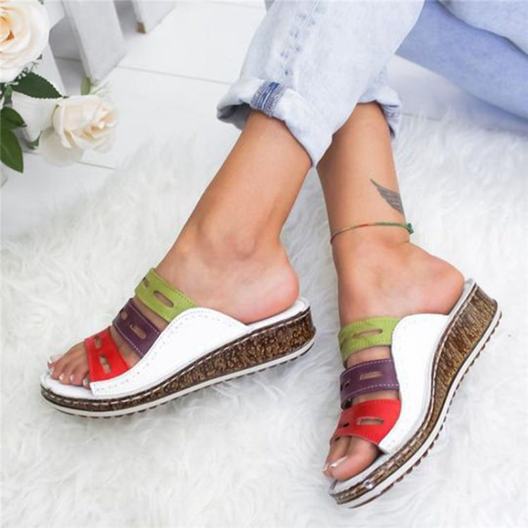 Vintage Casual Thick Bottom Wedges Open Toe Slippers for Women