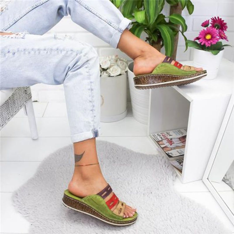 Vintage Casual Thick Bottom Wedges Open Toe Slippers for Women