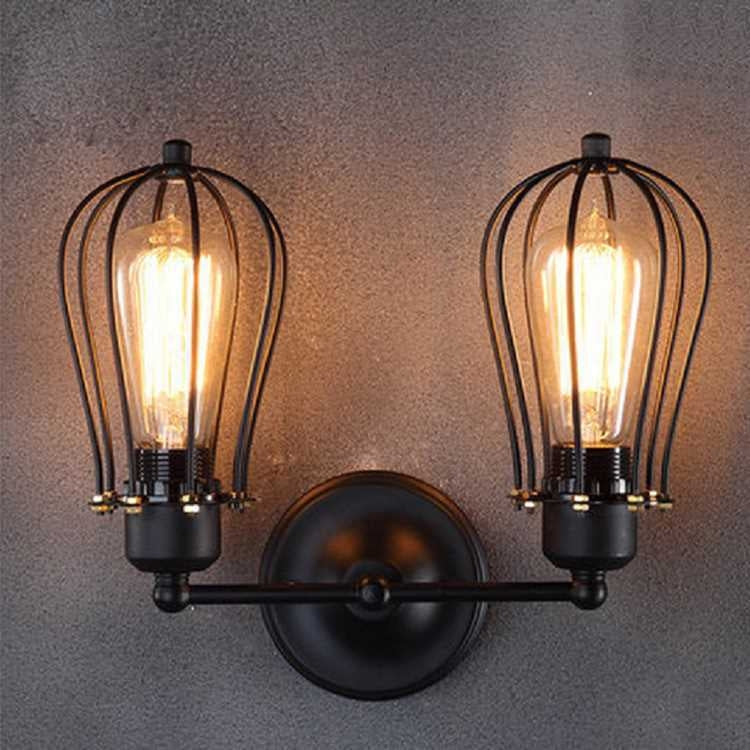 Retro Double Head Grapefruit Wrought Iron Antique Restaurant Corridor Aisle LED Wall Lamp My Store