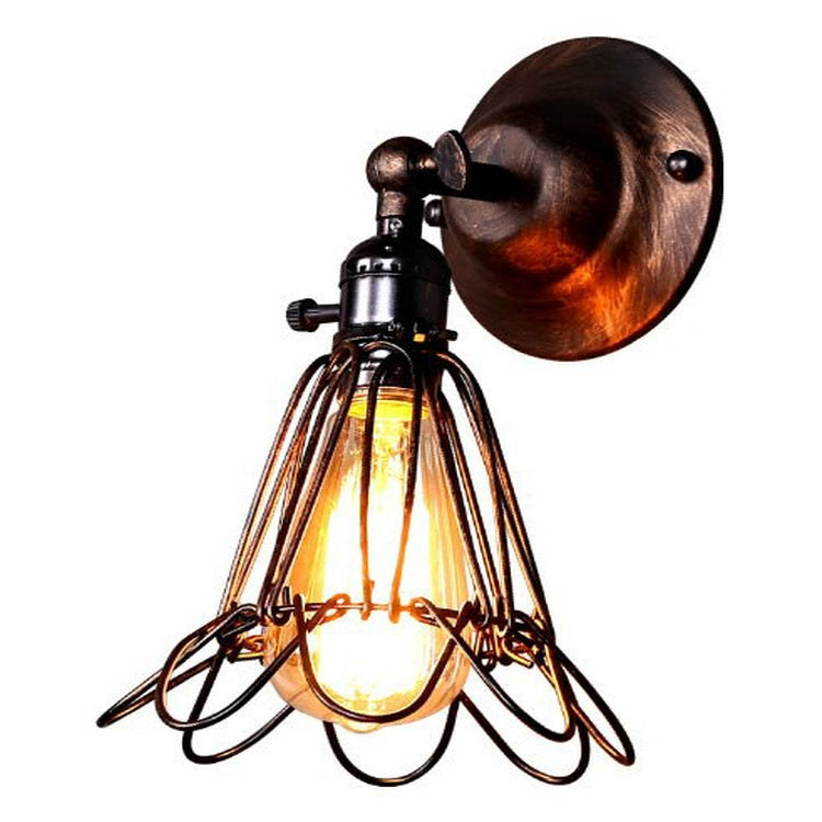 Retro Wrought Iron Bird Cage Wall Lamp My Store