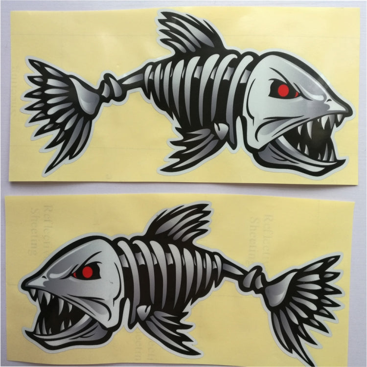 10 PCS Horror Skeleton Shark Fishing Daren Cover Scratch Reflective Waterproof Personality Body Sticker