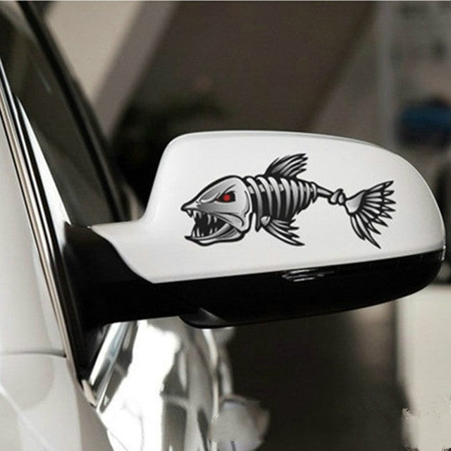 10 PCS Horror Skeleton Shark Fishing Daren Cover Scratch Reflective Waterproof Personality Body Sticker