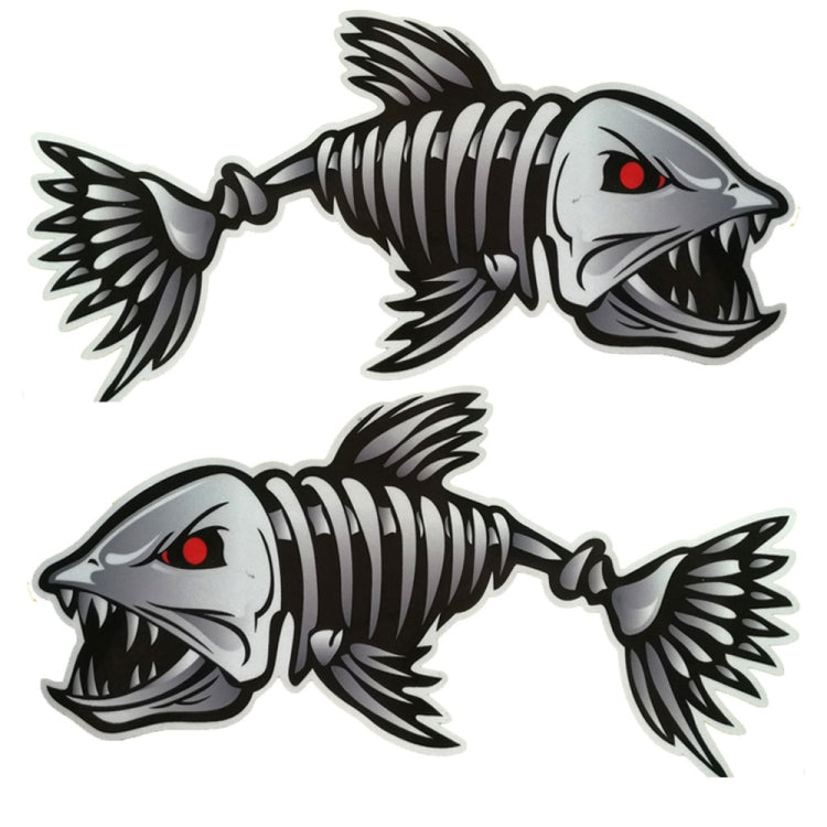 10 PCS Horror Skeleton Shark Fishing Daren Cover Scratch Reflective Waterproof Personality Body Sticker