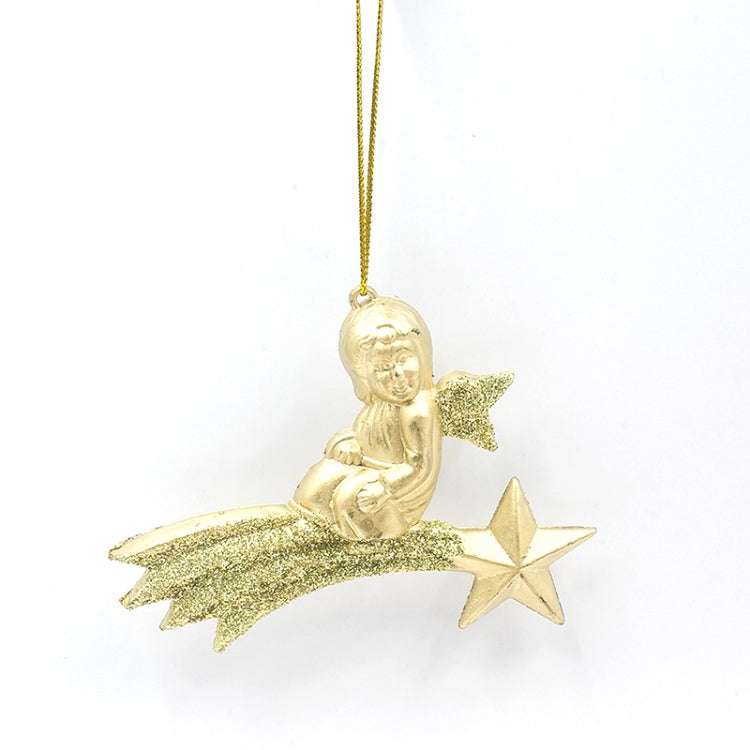 2 PCS  ChristmasGold Powder Acrylic Angel Pendant Ornament