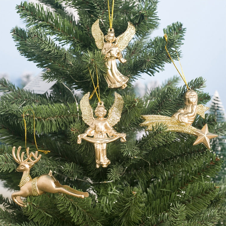 2 PCS  ChristmasGold Powder Acrylic Angel Pendant Ornament