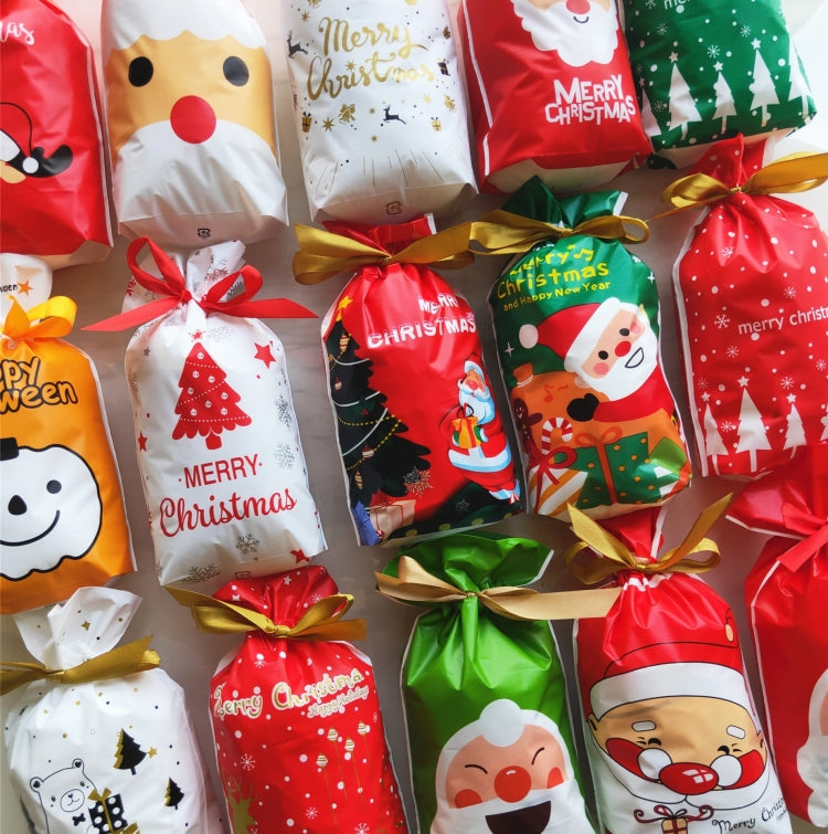 50pcs / Pack Christmas Gift Bag Candy Biscuit Drawstring Bundle Christmas Cookie Bag My Store