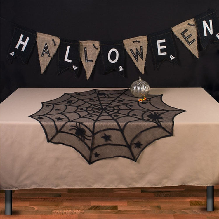 Halloween Party Black Lace Spider Web Tablecloth Decoration My Store