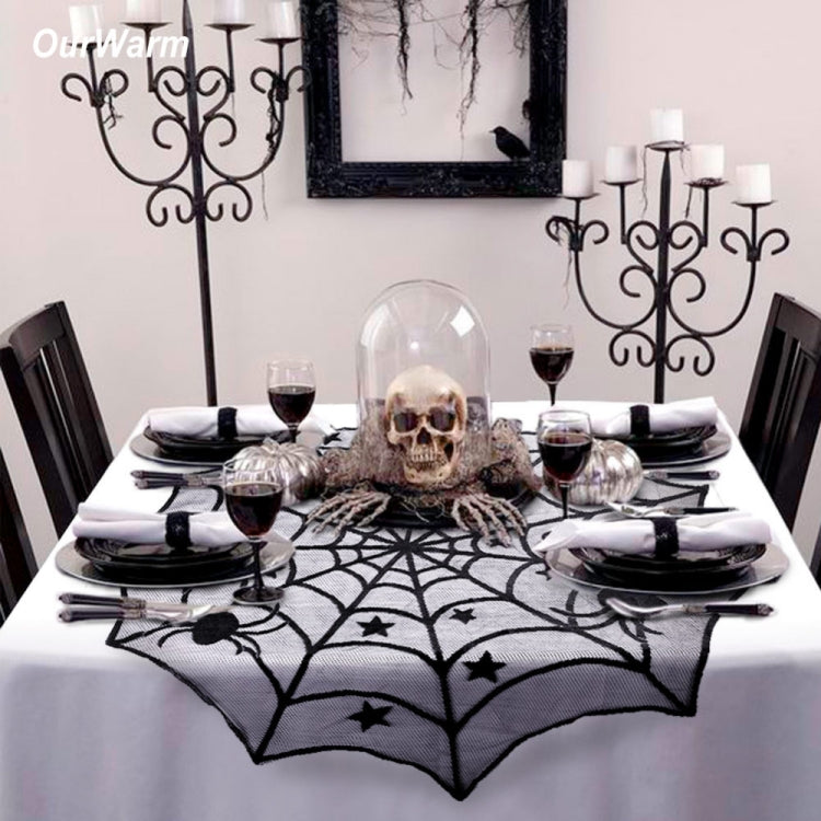 Halloween Party Black Lace Spider Web Tablecloth Decoration My Store