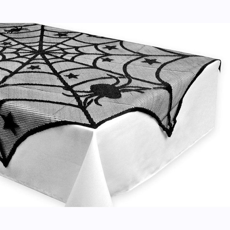 Halloween Party Black Lace Spider Web Tablecloth Decoration