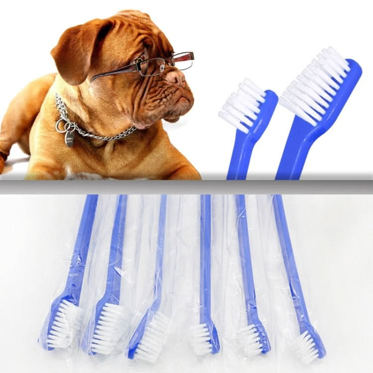 10pcs Dog Cat Effective Pets Oral Care Pet Toothbrush, Specification:Blue Handle + Medium Hair(Blue)-Reluova