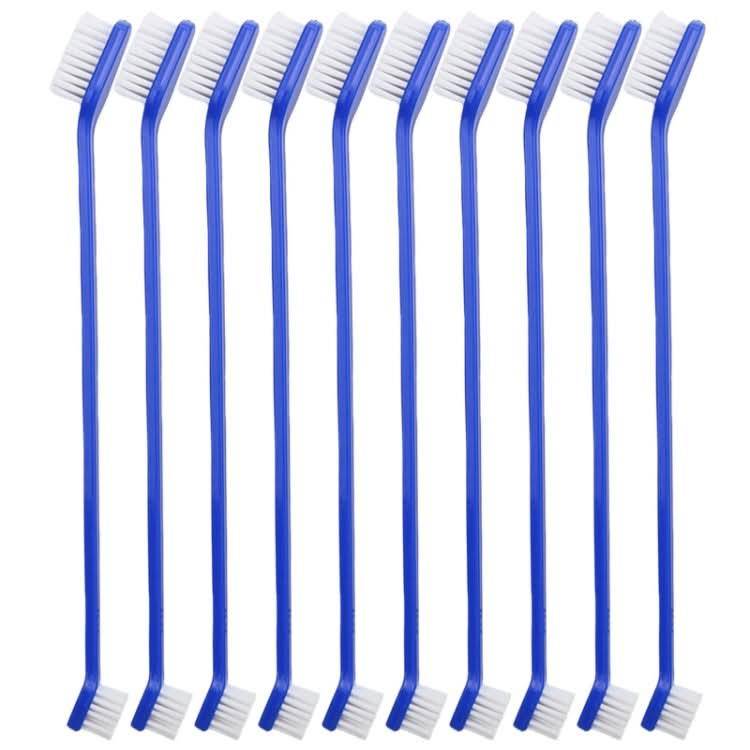 10pcs Dog Cat Effective Pets Oral Care Pet Toothbrush, Specification:Blue Handle + Medium Hair(Blue)-Reluova