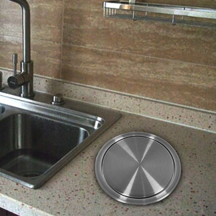 Embedded Type Stainless Steel Swing Cover Flip Kitchen Countertop Trash Can Lid  Cap My Store