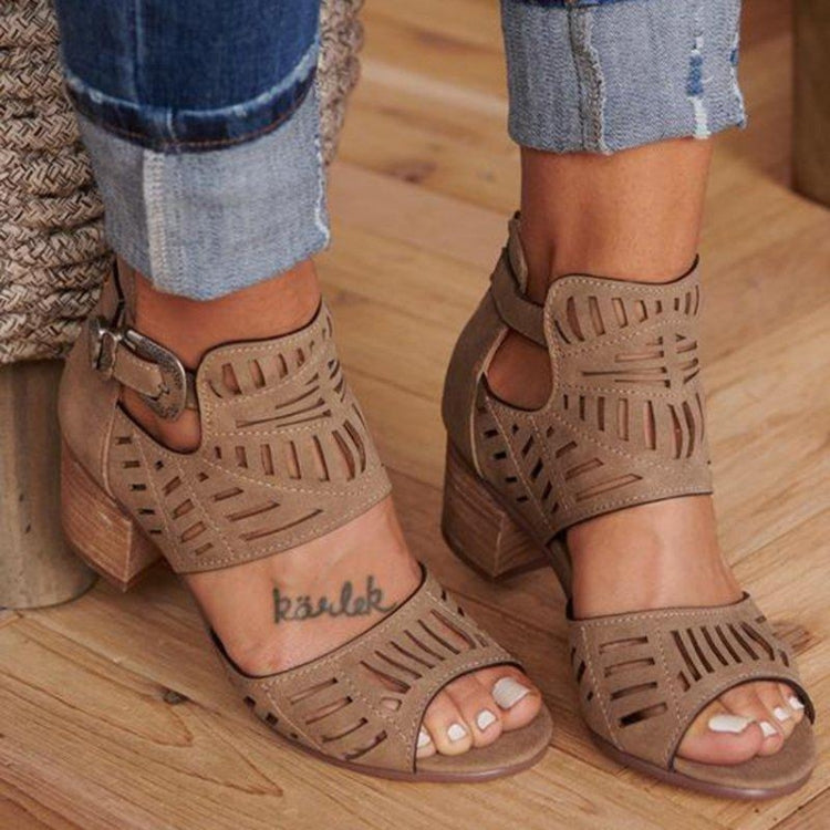 Openwork Carved Thick Bottom Women Sandals