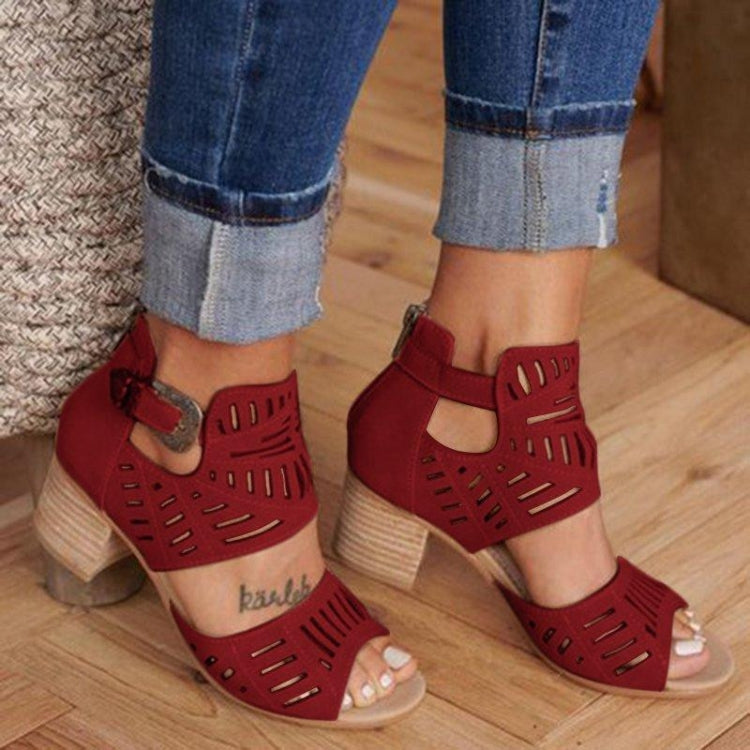 Openwork Carved Thick Bottom Women Sandals