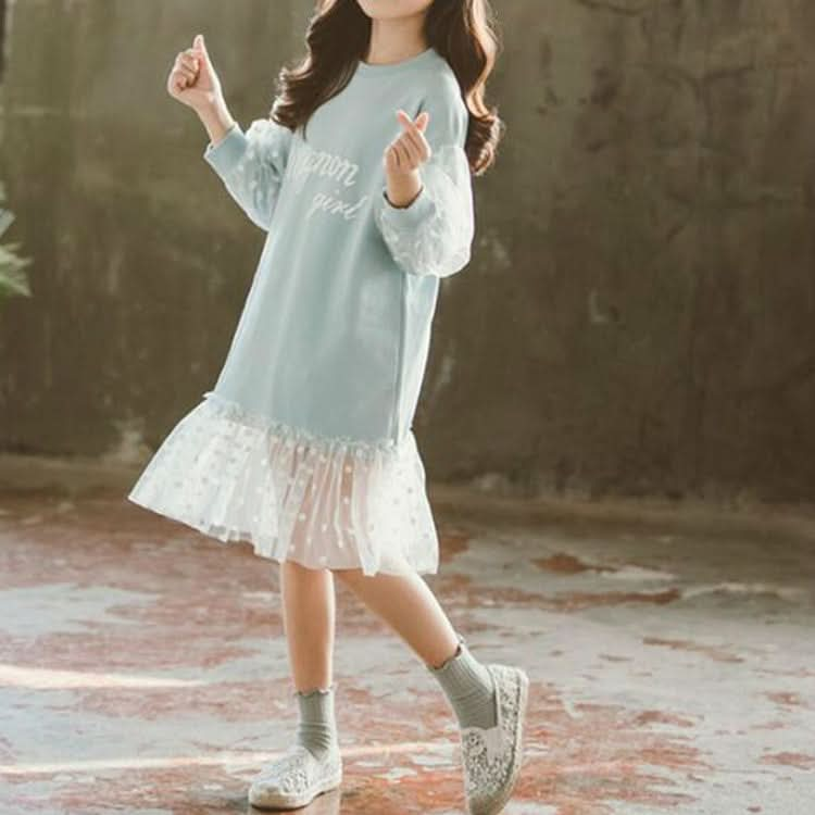 Autumn Girls Fashion Letter Pattern Long Sleeve Lace Stitching Dress Reluova