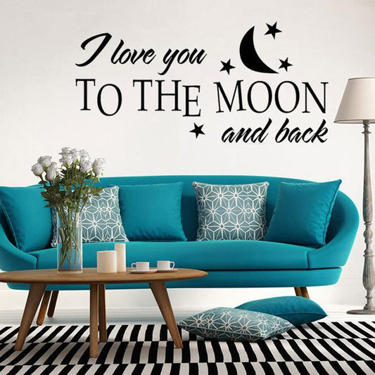 I Love You To The Moon Stars And Moon Cartoon Children Room English Rumors Wall Stickers My Store