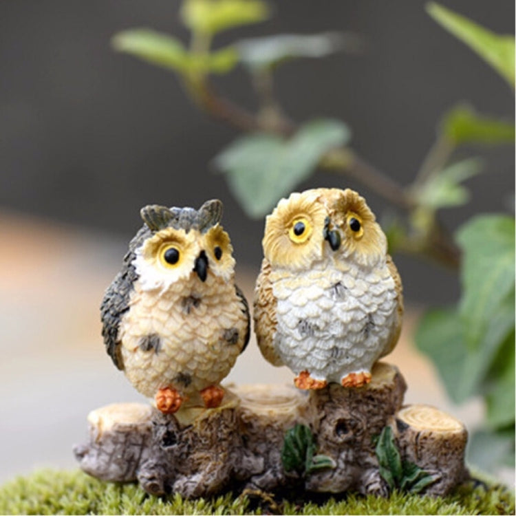 2 PCS Moss Micro Landscape Creative Resin Mini Owl Ornament，Random Color Delivery-Reluova