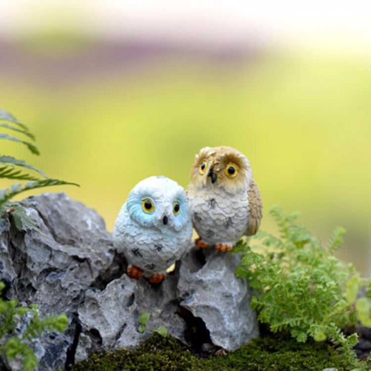 2 PCS Moss Micro Landscape Creative Resin Mini Owl Ornament，Random Color Delivery