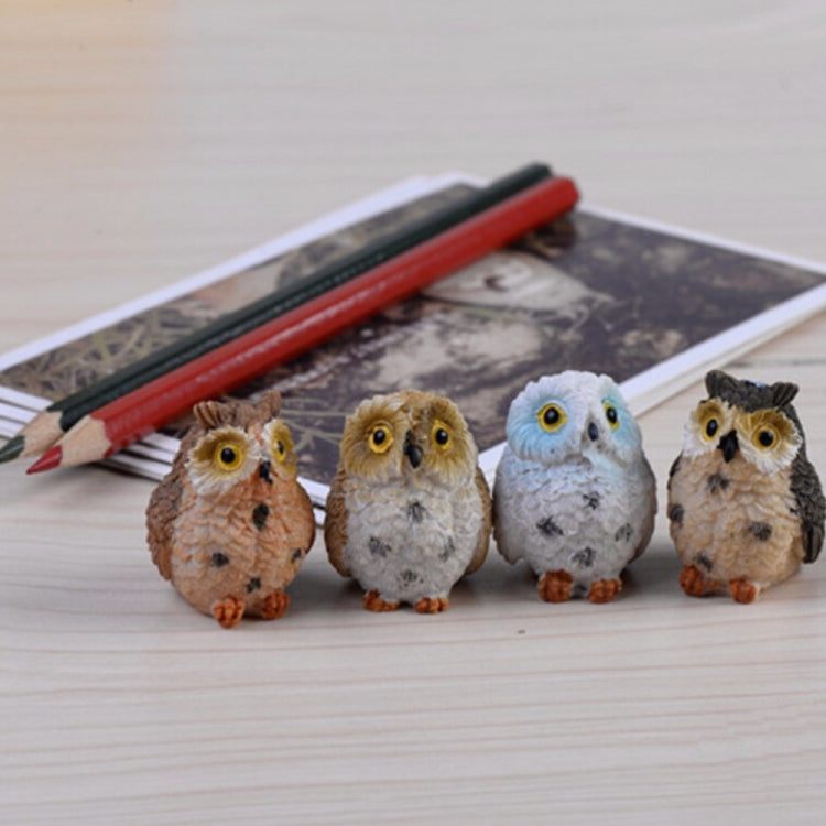 2 PCS Moss Micro Landscape Creative Resin Mini Owl Ornament，Random Color Delivery