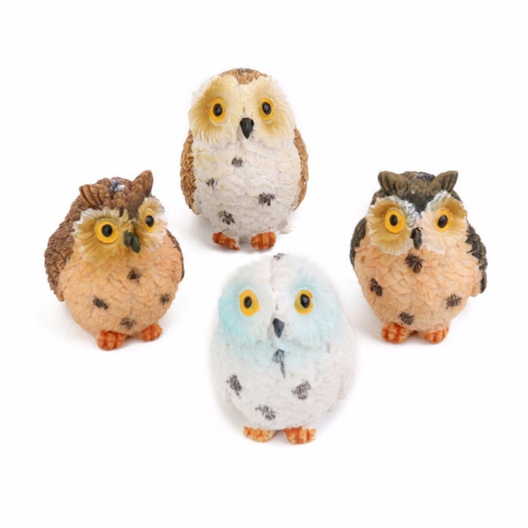 2 PCS Moss Micro Landscape Creative Resin Mini Owl Ornament，Random Color Delivery