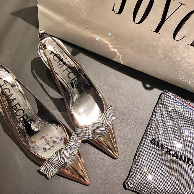 Rhinestone Pointed Head Stiletto Heels Sandals