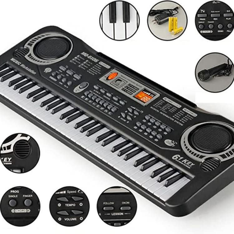 MQ-6106 61-key Multi-function Children Simulation Electronic Piano Children Intelligence Music Toys, EU Plug Reluova